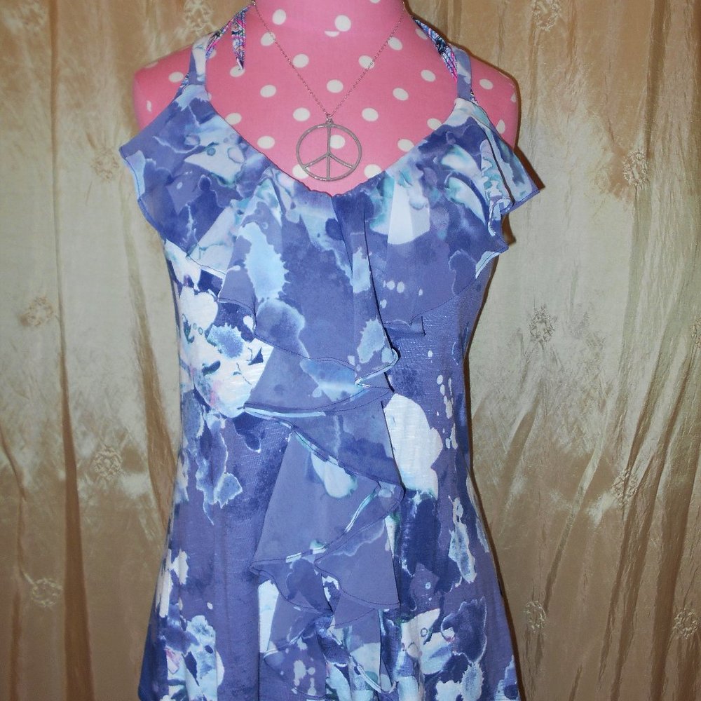 ANTHROPOLOGIE SEPT 1.9 Periwinkle Floral Print Sleeveless  (S) Boho Style